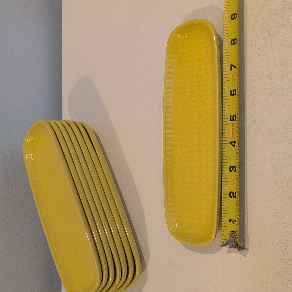 Crate & Barrel Ceramic Corn On The Cob Plates Set Of Eight (8) New With Tags - Picture 5 of 15